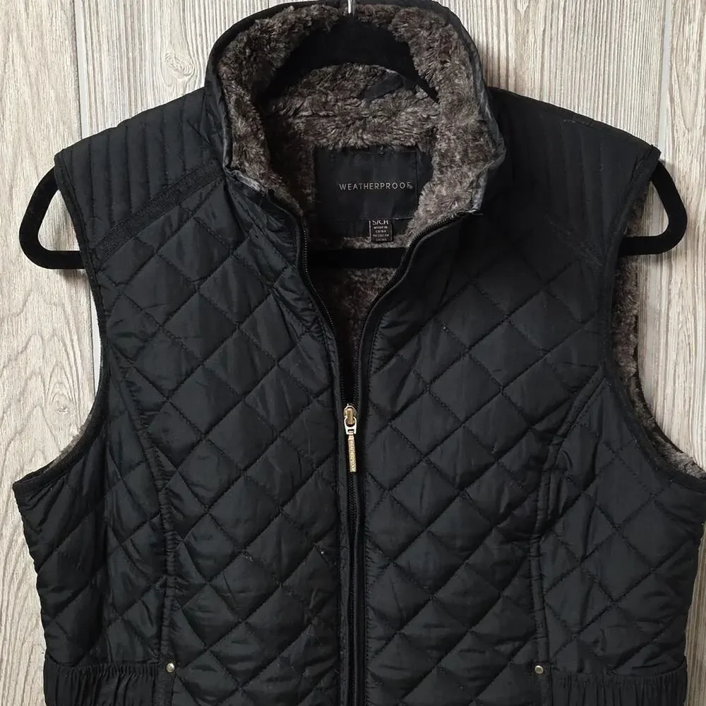 Weatherproof Ultra Soft Cozy Lining Quilted Black Vest Womens Size Small